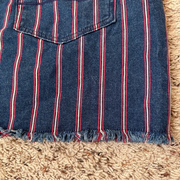 American Eagle Hi-Rise Mini‎ Super Stretch Blue Striped Denim Skirt Size 12 - Picture 14 of 16